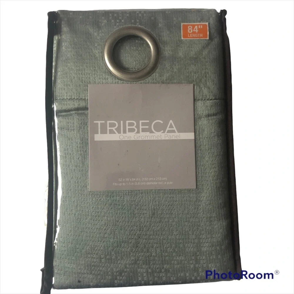 NWT Tribeca Seafoam Faux Silk Curtain Panel 52” X 84”